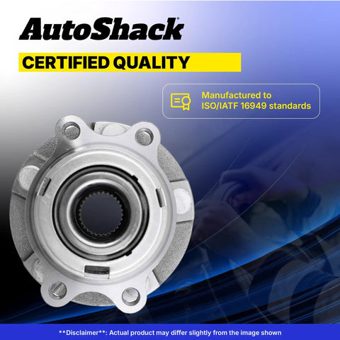Front view of Front Wheel Hub Bearing Assemblies With ABS Left And Right 2 Piece Set for 2011 to 2017 Jeep Wrangler and 2018 Wrangler JK
