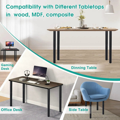 28 Inch Adjustable Metal Desk Legs Set Of 4 Heavy Duty Steel Feet for DIY, compatible with various table styles and materials.