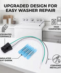 Upgrade Your Laundry Game With This Premium Washer Lid Switch Connector Wire Harness, featuring wires and heat shrink tubing for easy installation.