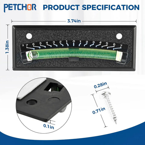 2 Pack RV Bubble Level Kit With Sticky Mount showing size dimensions and details of components