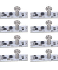 Eight 8-channel capacitive touch LED dimmer panels for cabinets and under-cabinet lighting, 5-24V DC, 72W max, stepless control module.