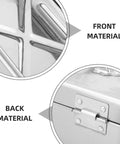 Close-up of Heavy Duty Stainless Steel Toolbox With Large Capacity Portable Metal Tool Box Organizer Featuring Removable Trays And Handle