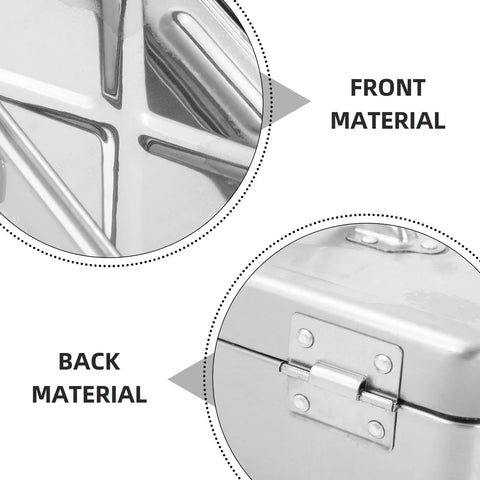 Close-up of Heavy Duty Stainless Steel Toolbox With Large Capacity Portable Metal Tool Box Organizer Featuring Removable Trays And Handle