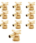 Top Shelf Lead Free Brass Pex Fittings 10 Pack 1/2 In Pex X 1/2 Female Npt Drop Ear Elbow, gold brass fittings for plumbing.