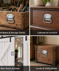 3-1/2 Inch Chest Handles, Two Pack, Steel Surface Mount Pull Ring Handles, Zinc Plated For Wooden Trunks, Storage Boxes, Cabinets