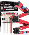 Legit Multi Function Foldable Level Plus Deep Hole Pencil Kit Hella Portable Measuring Ruler With Sharp Scribe Gauge Sweet Gift For Dad DIY Makers Knocking Out Home Renos Quick, showing red aluminum level and pencil set.