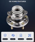 Rear Wheel Bearing And Hub Assembly 5 Lugs Fits Hyundai Elantra Coupe, Elantra GT, Veloster And Kia Forte With ABS OE 512492
