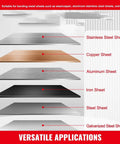 Diagram showing versatile applications of the 24 Inch Box And Pan Brake Metal Bender, highlighting various metal sheets.