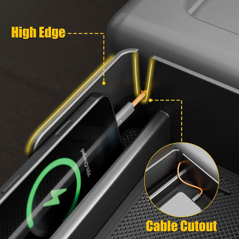 Front Center Seat Headrest Organizer For Ford F-Series Jump Seat Consoles with high edge and cable cutout, Fits 2011 to 2026 F150 F250 F350 F450 F550 F650