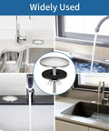Heavy Duty 2 Inch Sink Hole Cover Featuring A Tight Leak Proof Seal For Kitchen And Bathroom Faucets shown in various sink types.