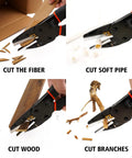 Heavy Duty All Purpose Scissors And Utility Cutter With 6 In 1 Function for industry and home use cuts fiber, pipe, wood, branches