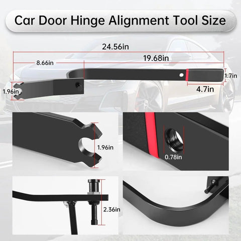 Door Hinge Alignment Tool For Cars And Light Trucks Upgraded Door Adjuster 65800 with measurements shown.