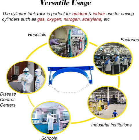 Heavy Duty Wall Mounted Gas Cylinder Rack With Adjustable Shelf For Labs, Durable Steel Oxygen Tank Holder showing versatile usage