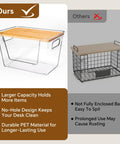 Stackable Pantry Organizers With Bamboo Lids And Clear Bins For Fruits And Vegetables Extra Large Capacity Home Storage, 11x7x7 inches, durable PET.
