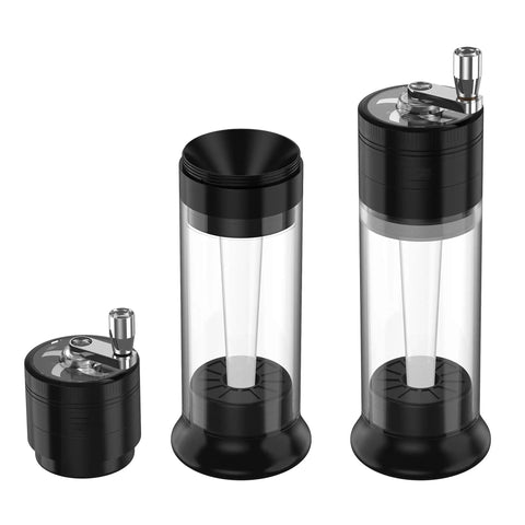 3-In-1 Hand Crank Spice Grinder Roller Crusher Filler for flower buds with magnetic lid, durable zinc alloy, side view