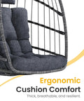 Comfy Hanging Egg Chair With Stand For Indoor Outdoor Use Wicker Patio Swing Chair With Cushions And Headrest Supports Up To 350 Pounds