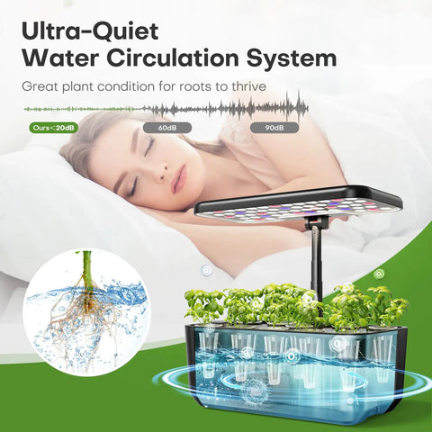 Indoor Hydroponic Garden System With 10 Pod Kit For Herbs And Veggies, LED Grow Light, Countertop Germination Setup, Easy Water Circulation For Fresh Lettuce And Microgreens At Home