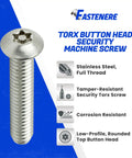 Bulletproof Torx Security Machine Screws 5/16-18 X 1-1/4 Inch stainless steel button head screw with tamper-resistant design.