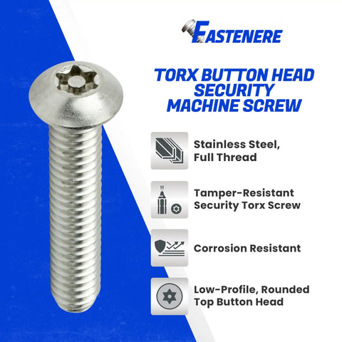 Bulletproof Torx Security Machine Screws 5/16-18 X 1-1/4 Inch stainless steel button head screw with tamper-resistant design.