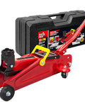 1.5 Ton Hydraulic Trolley Floor Jack With Blow Mold Carrying Case, Heavy Duty Steel Car Jack For DIY Garage Use, Lifts From Five And Five Sixteenths Inches To Thirteen Inches, Red