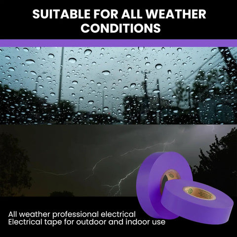 Purple Electrical Tape Ten Pack Waterproof Three Quarter Inch By Sixty Six Feet Industrial Grade UL CSA Listed in outdoor setting