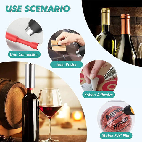 Image showing GazogJ Adjustable Heat Shrink Gun 1600W for applying PVC capsules to wine bottles and other applications.