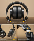 Studio Monitor DJ Headphones With 50mm Drivers Closed-Back Over-Ear Wired Headset For Music Production Recording Podcast MH700