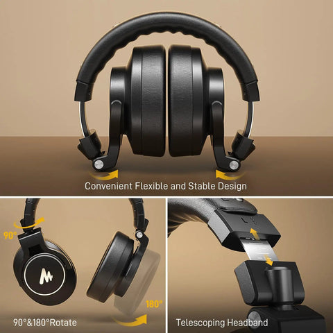 Studio Monitor DJ Headphones With 50mm Drivers Closed-Back Over-Ear Wired Headset For Music Production Recording Podcast MH700