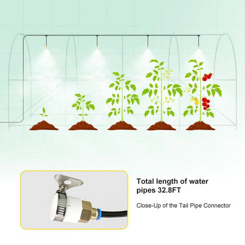 Walk-In Garden Greenhouse 15x7x7 With Spraying System, Heavy-Duty Galvanized Frame, 6 Mesh Vent Windows, Zippered Roll-Up Door, Big Outdoor Plant House For Seedlings, Veggies, Flowers