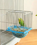 4 Pack Slick Bird Hatching Nest Bowls Featuring A Secure Barbed Wire Partition No Drama Clean Setup in bird cage with parakeet.