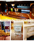 Premium Wood Carved Appliques And Onlays Four Piece Set Of Unpainted Rose Corner Decals on furniture and mirrors.