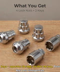 Honda Wheel Lock Kit 6 Piece M12x1.5 Anti Theft Lug Nuts With 2 Keys on wooden surface, includes four lock nuts.