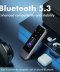 64GB Type C USB MP3 Player With Bluetooth 5.3, clip on portable music player, earphones, and accessories on blue background