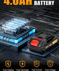 4.0Ah two 2Ah batteries for Cordless Heat Gun With LED, Same Specs As Top Model, 990F Max, 42 Minute Runtime, Flat and Hook Nozzles