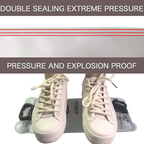 2 Liter Hydration Bladder Leak Proof Water Reservoir withheld by shoes demonstrating pressure and explosion proof design