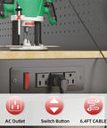 Power outlet and tool on 60 Inch Heavy Duty Garage Workbench With Pro Grade Tool Organizer System, 2000 Lbs Capacity.