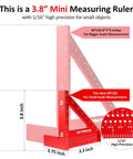 3.8-inch Mini 3D Multi Angle Measuring Square Ruler for Woodworking Pro Grade 0 to 90 Degree Carpenter Square Aluminum Alloy Layout Tool