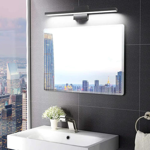 24 Inch Dimmable Black LED Vanity Light With Frosted Aluminum, Modern Slim Fixture For Bathroom Vanity, above mirror