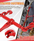 Two Pack Five Sixteenths To Three Eighths Inch Ratchet Load Binders With Five Thousand Four Hundred Pounds Working Load Limit For Secure Hauling And Towing Heavy Duty Tie Down Binders Compatible With G70 And G80 Chains showing strong material detail