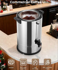 Large-Capacity Commercial Coffee Urn Dispenser 15 L Keeps Beverages Hot, 150 Cups Per Hour Quick Brew With Dripless Faucet