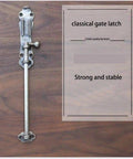 Rugged Solid Brass Slide Bolt Gate Latch With Bulletproof Flip Mechanism For Knockout Garden Door Security Pro Grade Exterior Hardware Kit With Fasteners mounted on wood.