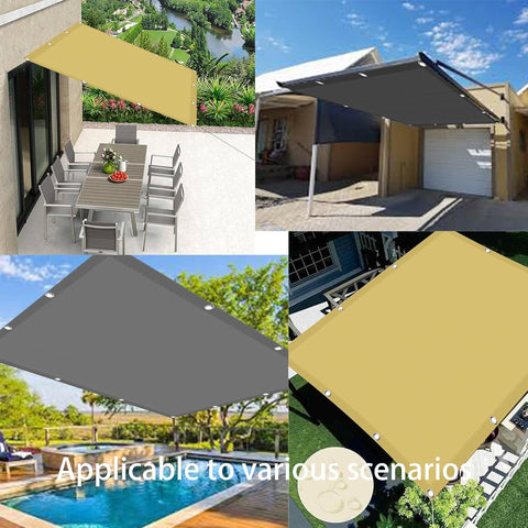 Heavy Duty Shade Sail 11x14 Ft 220 GSM Polyester Waterproof Outdoor Canopy Cover UV Block Up To 98 Percent Dark Gray in use