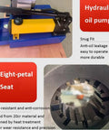 Portable Hydraulic Hose Crimping Tool Kit With 8 Die Sets showing hydraulic oil pump and eight-petal die seat detail.