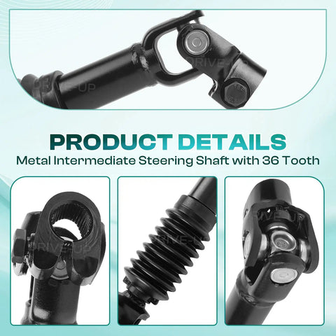 EZGO TXT Golf Cart Steering Shaft Assembly Joint Replacement For 2001 And Up Models 70580-G01, black metal 36-tooth shaft
