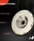 Solid flywheel showing cast iron disc, bolt holes, and ring gear for Direct Fit Clutch Flywheel Replacement For Nissan 350Z 370Z Infiniti G35 G37 Q60 Heavy Duty Manual Transmission Bolted Right On Built Tough Rolls Smooth V6 35 37.