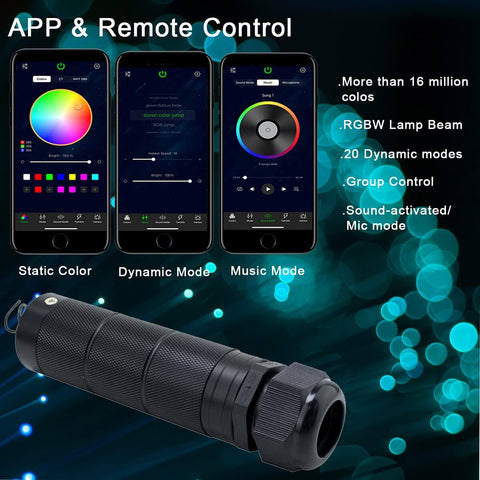 Bluetooth RGBW Fiber Optic Star Ceiling Kit With App Control And Remote Music Sensor Mode, 6W engine display and features