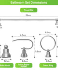 Dimensions of 3 Light Vanity Light With 5 Piece All In One Bathroom Set In Brushed Nickel And Clear Glass Shade Includes Towel Bar