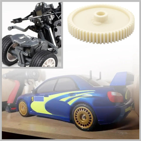 Beefed Up 61T 1 By 10 Spur Gear Replacement Pair For Tamiya TT01 TT01D TT01E TT01 RC Cars in creamy white plastic
