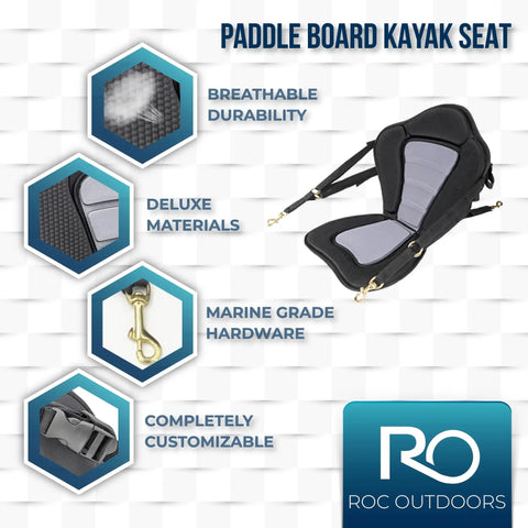 Paddle board kayak seat with breathable durability, deluxe materials, marine grade hardware for Inflatable Stand Up Paddle Board 10 Ft 6 In