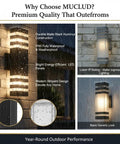 4 Pack 15 Inch Dope Outdoor LED Wall Lights Hardwired Exterior Sconces on wet brick wall, IP65 waterproof, energy efficient